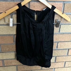 Zara Women’s Black Draped Pleated Satin Top Sleeveless Crop Length Party Size S